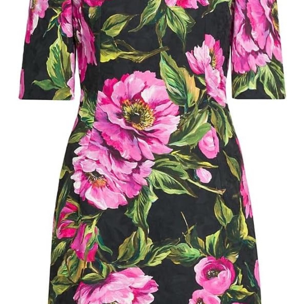 Dolce & Gabbana Peonies Stretch-Cotton Minidress